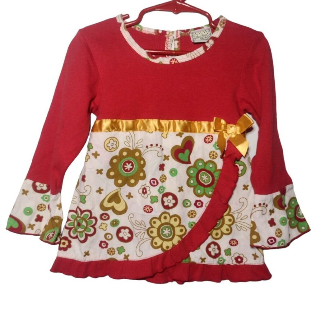 Jess Kids Ann Loren Floral Faux Wrap Toddler Dress Size 4/5T Boho Holiday Party